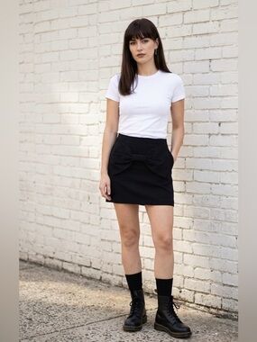 A&DD Moda Feminina Black Bow Mini Skirt Small